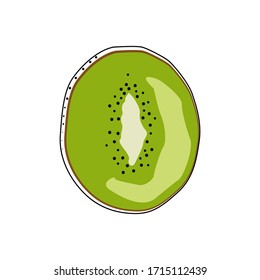 Flat kiwi isolated vector illustration. Pattern for healthy lifestyle design. Scandinavian style. Vegetarian summer backdrop. Kitchen art. Fresh poster.