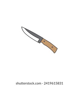 Flat Knife icon image logo design vector in grey and brown color