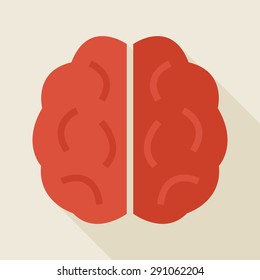 Flat Knowledge Human Brain Illustration with long Shadow. Back to School and Education Vector illustration. Flat Style Colorful Brainstorm with long Shadow. Clever and success idea