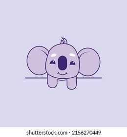 Flat Koala Cartoon Over Wall vector illustration