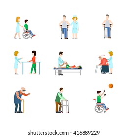 Flat lab hospital healthcare medical occupation doctor nurse patient care icon set concept web infographics vector illustration. Medicine profession professional conceptual. Creative people collection