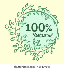 Flat label collection of 100% organic product and premium quality natural food badge elements. Isolated on white background. Flat design style modern concept. Vector illustration