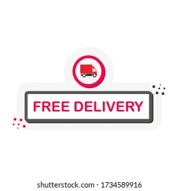 Flat label with FREE DELIVERY speech bubble. 3D label for business, marketing and advertising on white background. Vector illustration.