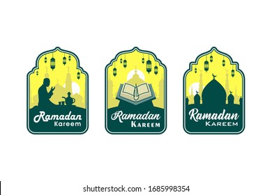 Etiqueta plana Diseño vectorial de la placa Ramadan Kareem