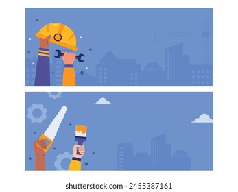 Flat labor day horizontal background illustration