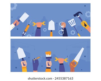 Flat labor day horizontal background illustration