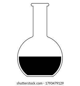 Vector De Caricatura De Equipo De Laboratorio Plano - Icono De La Matraz De Florencia Blanco Y Negro Aislado En Fondo Blanco