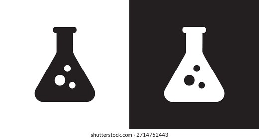 Icono de frasco de laboratorio plano con cuerpo y burbuja para química y Educación