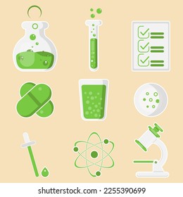 Flat laboratory icon set. Colorful illustration of scientific elements.