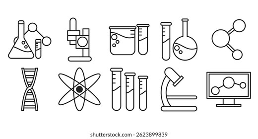 Paket mit flachen Laborlinien-Symbolen