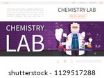 Flat laboratory research landing page template with scientist doing chemical experiment using lab equipment vector illustration