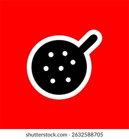 Flat Ladle Icon with Dots on Red Background
