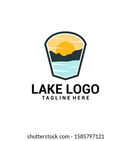 Flat Lake Logo Design Vector