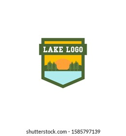 Flat Lake Logo Design Vector