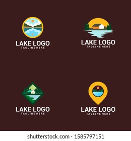 Flat Lake Logo Design Vector