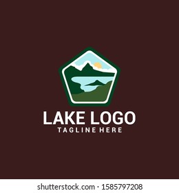 Flat Lake Logo Design Vector