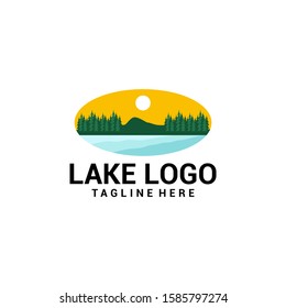 Flat Lake Logo Design Vector
