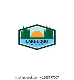 Flat Lake Logo Design Vector