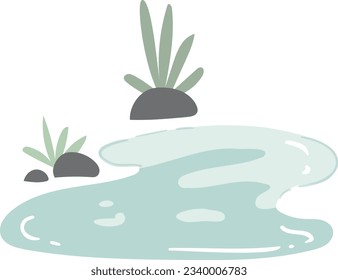 Flat lake, water, Kids Illustration. vector clip art. Vector icon, element, cartoon for children.