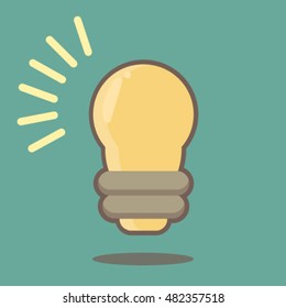 Flat lamp icon on the blue background