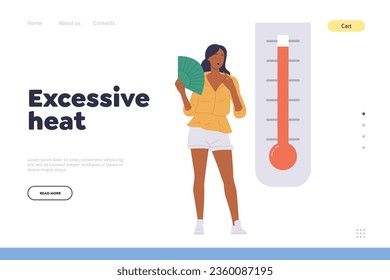Plantilla del sitio web de diseño de página de aterrizaje plana que ofrece consejos y consejos para evitar el calor excesivo