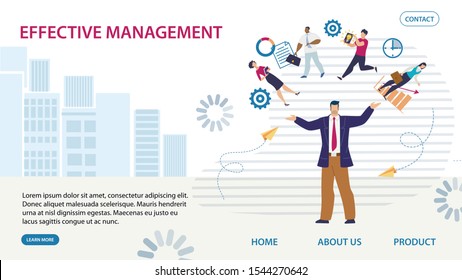 Flat Landing Page Offering Effective Management for Business. 