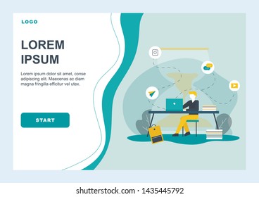 Flat Landing Page Promoting Efficient Management. Busy Businessman Making up for Time Lost due to Procrastination. Business Planning, Deadline Execution, Overwork. Vector Cartoon Illustration