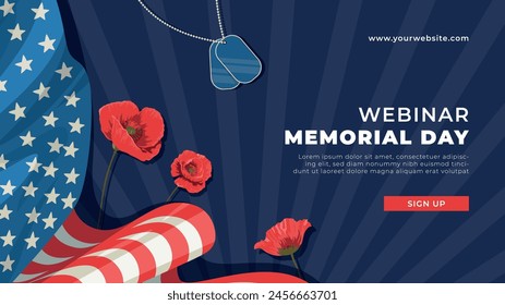 Flat landing page template for usa memorial day celebration