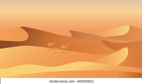 Flat landscape design vector illustration with desert