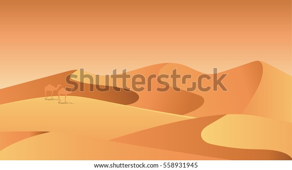 砂漠のある平らな風景のデザインベクターイラスト のベクター画像素材