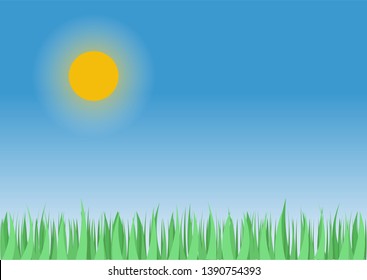 Flat landscape with grass and sky