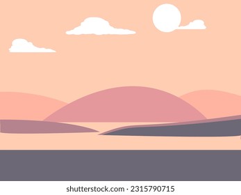 Flat Landscape Illustration Minimal Artwork