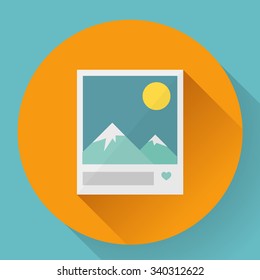 Flat Landscape with like photo icon. Vector illustration.