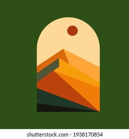 Paisaje plano de la montaña para imprimir en afiche a la decoración de la pared oficina, casa o papel de pared