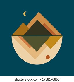 Flat landscape of the mountain for print on poster to decoration of the wall office, house or wallpaper bagruound