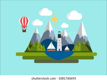 Flat landscape mountains