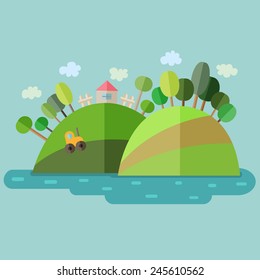 Flat landscape. Vector illustration.
