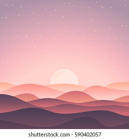 Flat landscape. Vector illustration
