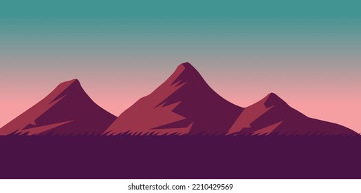 ilustración vectorial de paisaje plano. con unas bonitas vistas a la montaña.