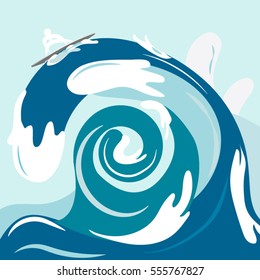 Flat landscape vector and illustration with sea