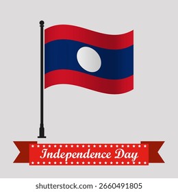 Dia da Independência do Laos Plano com Bandeira Acenando