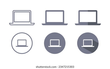 Flat Laptop Computer Device Flat Icon Set Vector Illustration