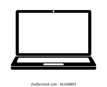 Flat Laptop Icon. Blank Space Background.