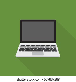 Flat Laptop Icon With Long Shadow