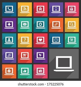 Flat laptop icons set