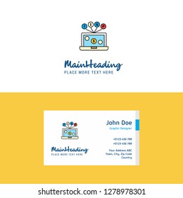 Flat Laptop  Logo and Visiting Card Template. Busienss Concept Logo Design