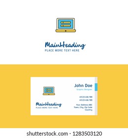 Flat Laptop Logo and Visiting Card Template. Busienss Concept Logo Design