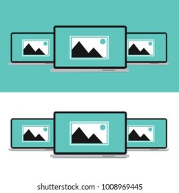 Flat laptop or notebook computer flat icon