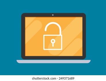 flat laptop notebook computer screen vector