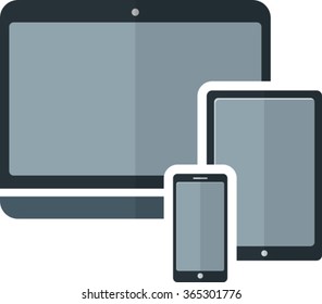 Flat laptop, tablet and smartphone. EPS 10
